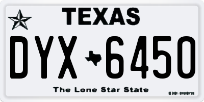 TX license plate DYX6450
