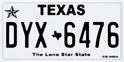 TX license plate DYX6476