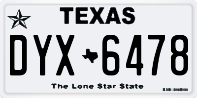 TX license plate DYX6478
