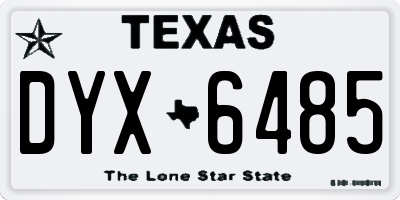 TX license plate DYX6485
