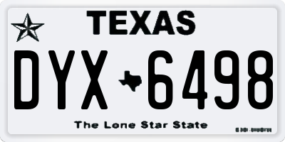 TX license plate DYX6498