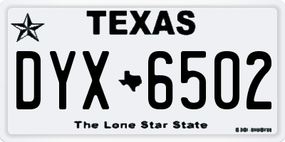 TX license plate DYX6502