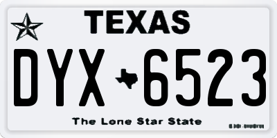TX license plate DYX6523