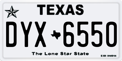 TX license plate DYX6550