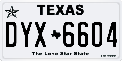 TX license plate DYX6604