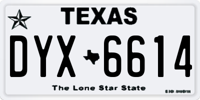 TX license plate DYX6614