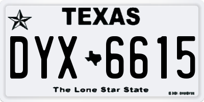 TX license plate DYX6615