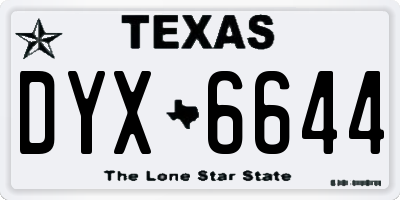 TX license plate DYX6644
