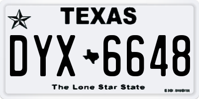 TX license plate DYX6648