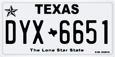 TX license plate DYX6651