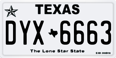 TX license plate DYX6663
