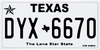 TX license plate DYX6670