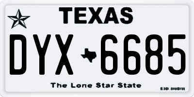 TX license plate DYX6685