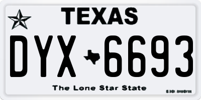 TX license plate DYX6693