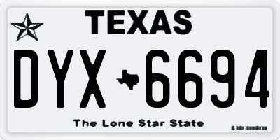 TX license plate DYX6694