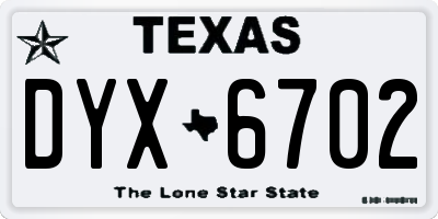 TX license plate DYX6702