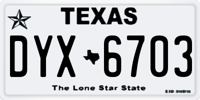 TX license plate DYX6703