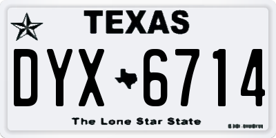 TX license plate DYX6714