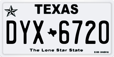 TX license plate DYX6720