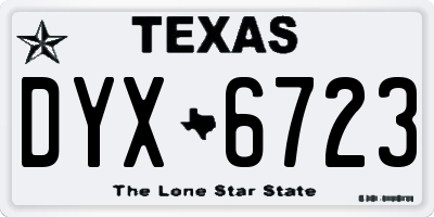 TX license plate DYX6723