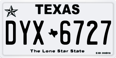 TX license plate DYX6727