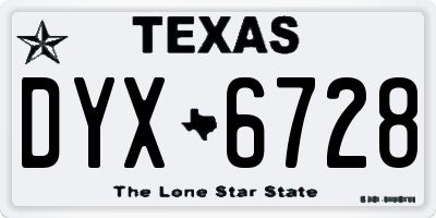 TX license plate DYX6728