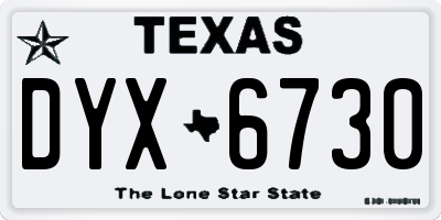 TX license plate DYX6730