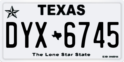 TX license plate DYX6745
