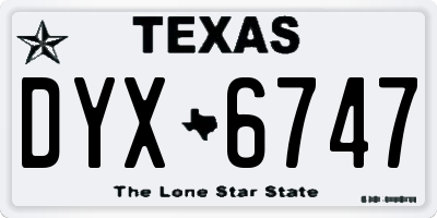 TX license plate DYX6747