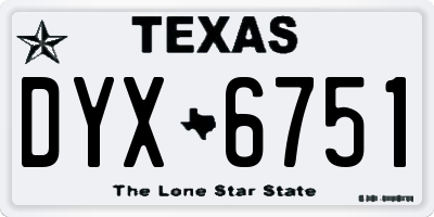 TX license plate DYX6751