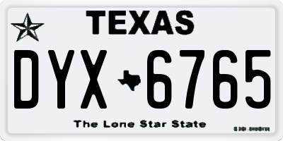 TX license plate DYX6765