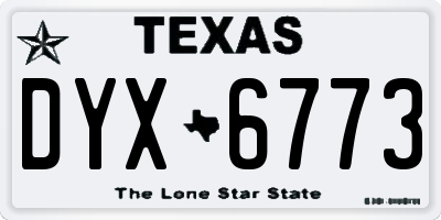 TX license plate DYX6773