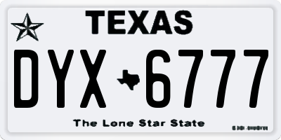 TX license plate DYX6777