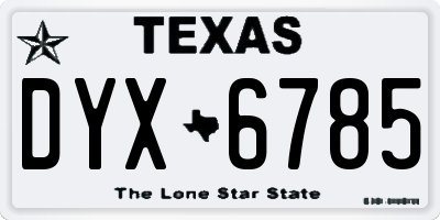TX license plate DYX6785