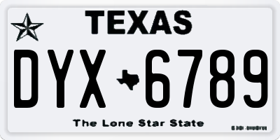 TX license plate DYX6789