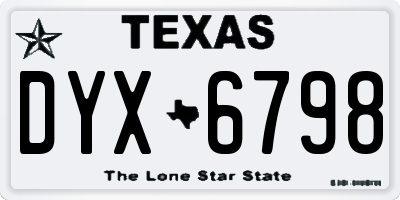 TX license plate DYX6798