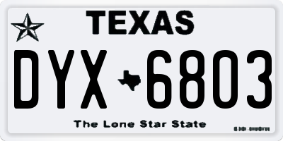 TX license plate DYX6803