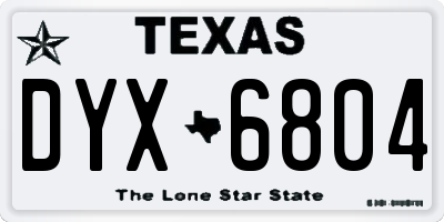 TX license plate DYX6804