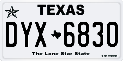 TX license plate DYX6830
