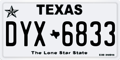 TX license plate DYX6833