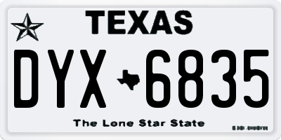 TX license plate DYX6835