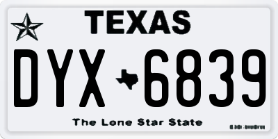 TX license plate DYX6839