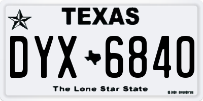 TX license plate DYX6840