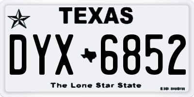 TX license plate DYX6852