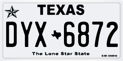 TX license plate DYX6872