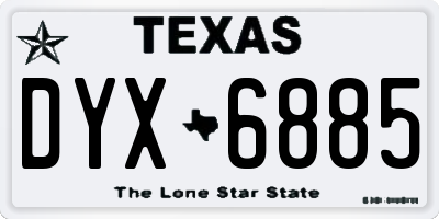 TX license plate DYX6885