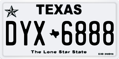 TX license plate DYX6888