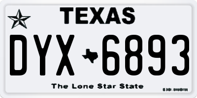 TX license plate DYX6893