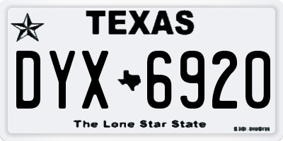 TX license plate DYX6920