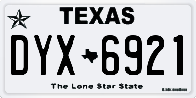 TX license plate DYX6921